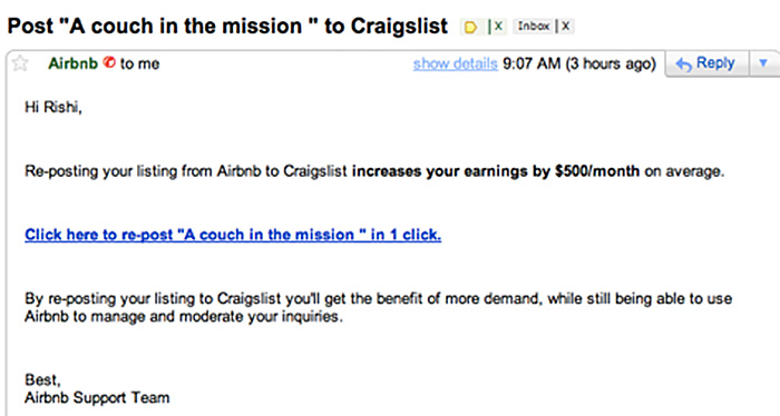 Airbnb Craigslist E-Mail